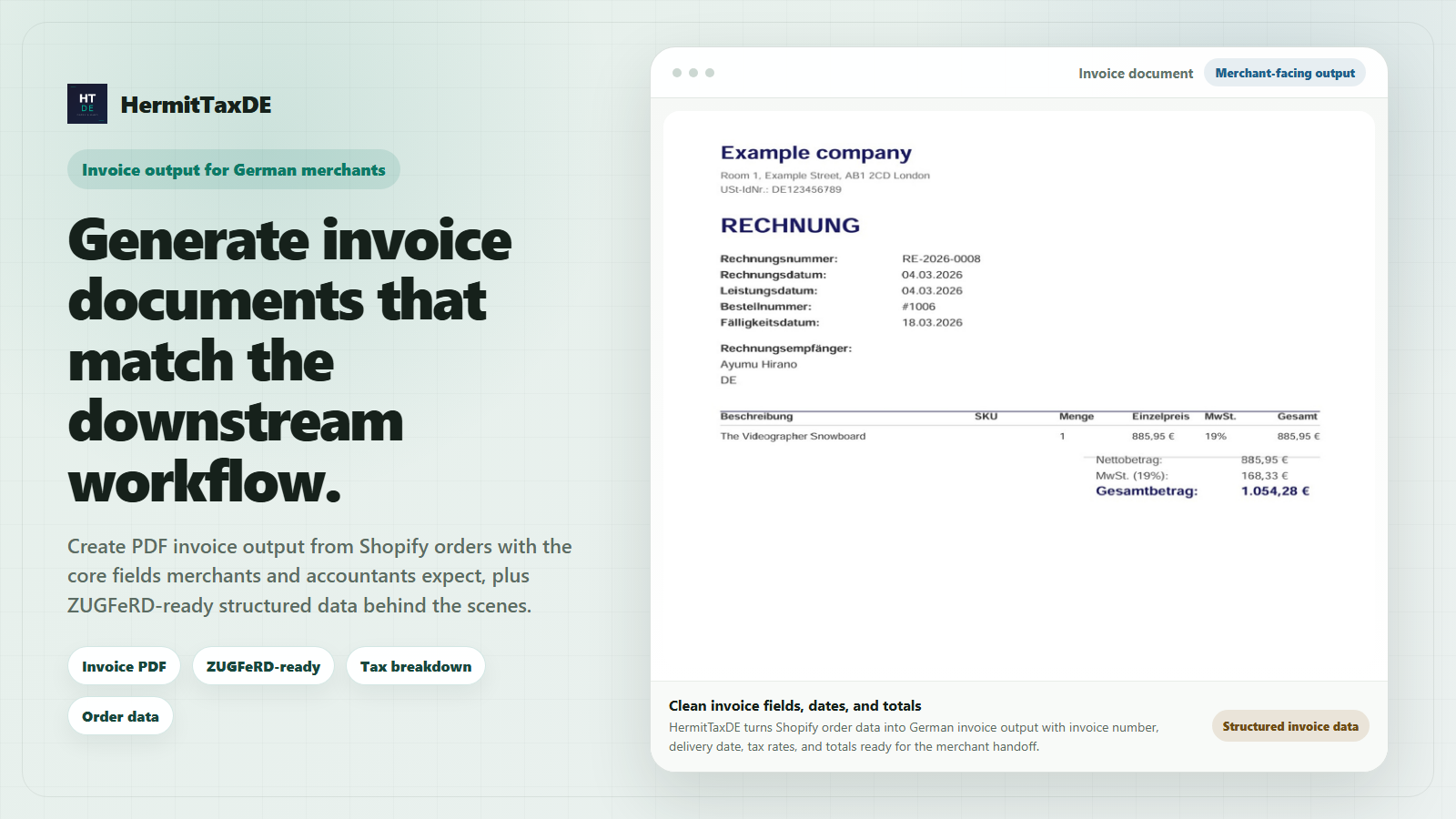 ZUGFeRD 2.2 PDF invoice with embedded XML